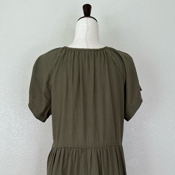 Universal Thread Linen Blend Olive Green Short Sleeves Shift Dress, Sz Large - Picture 9 of 13